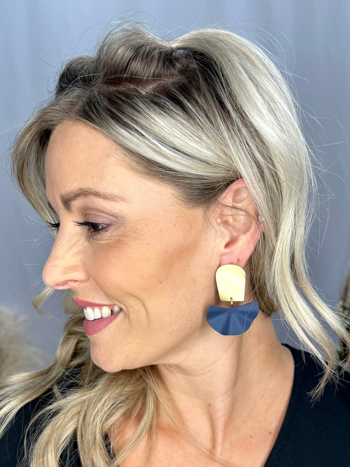 We Are Allstars Drop Fan Earrings, Navy