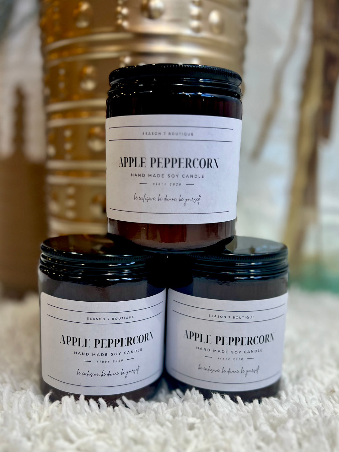 8oz Jar Hand Poured Soy Wax Candle, Apple Peppercorn