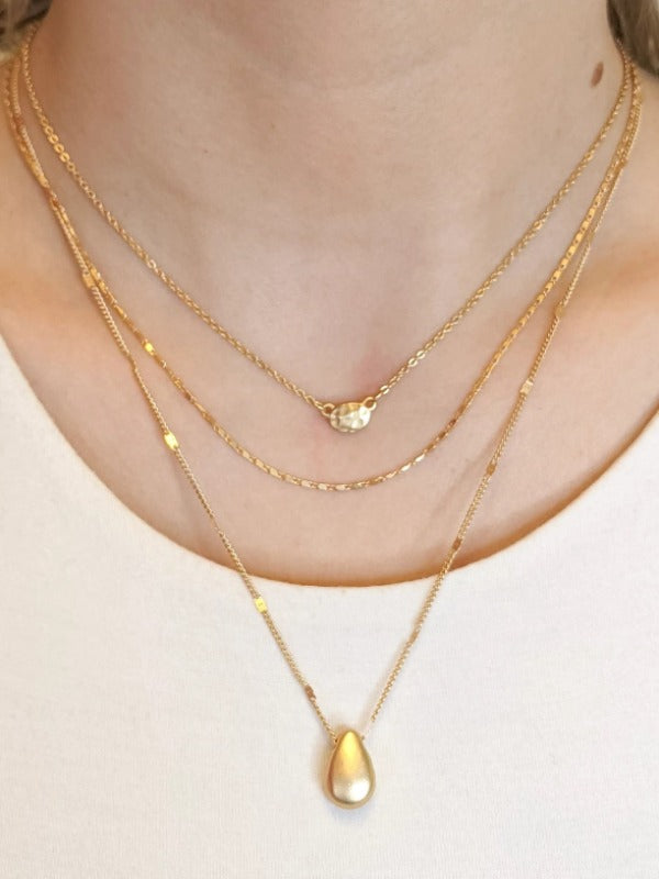 Asher 3 Piece Necklace, Satin Gold