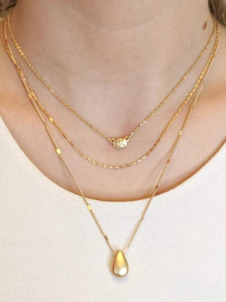 Asher 3 Piece Necklace, Satin Gold