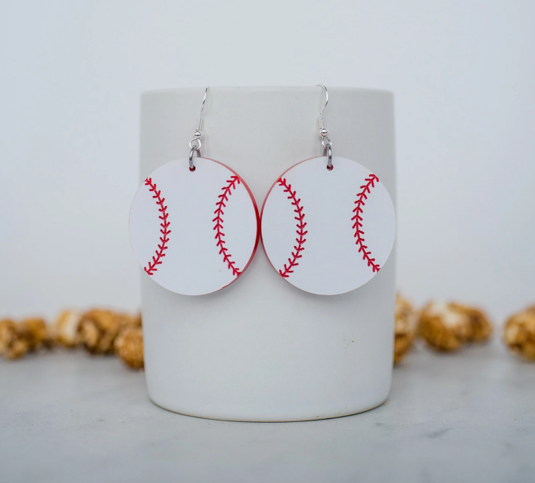 Baseball Acrylic Dangle Earrings