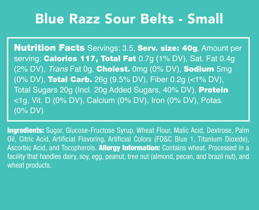 Blue Razz Sour Belts by Candy Club