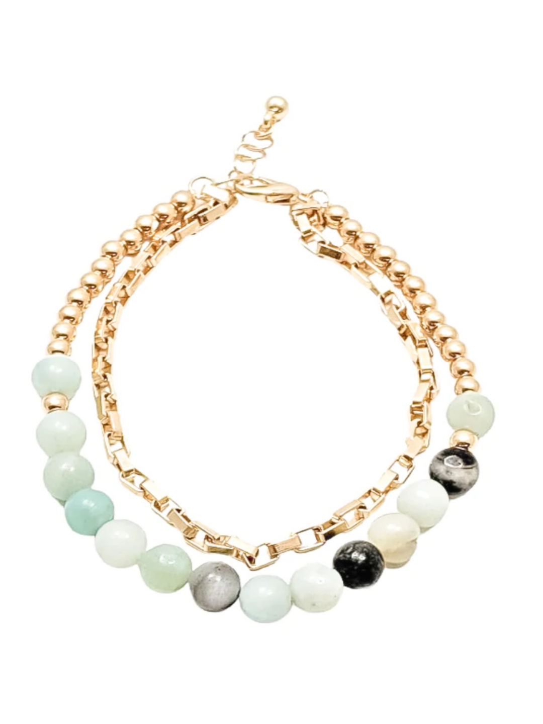 Brynn Double Chain Link Bracelet with Bead Accent in Amazonite