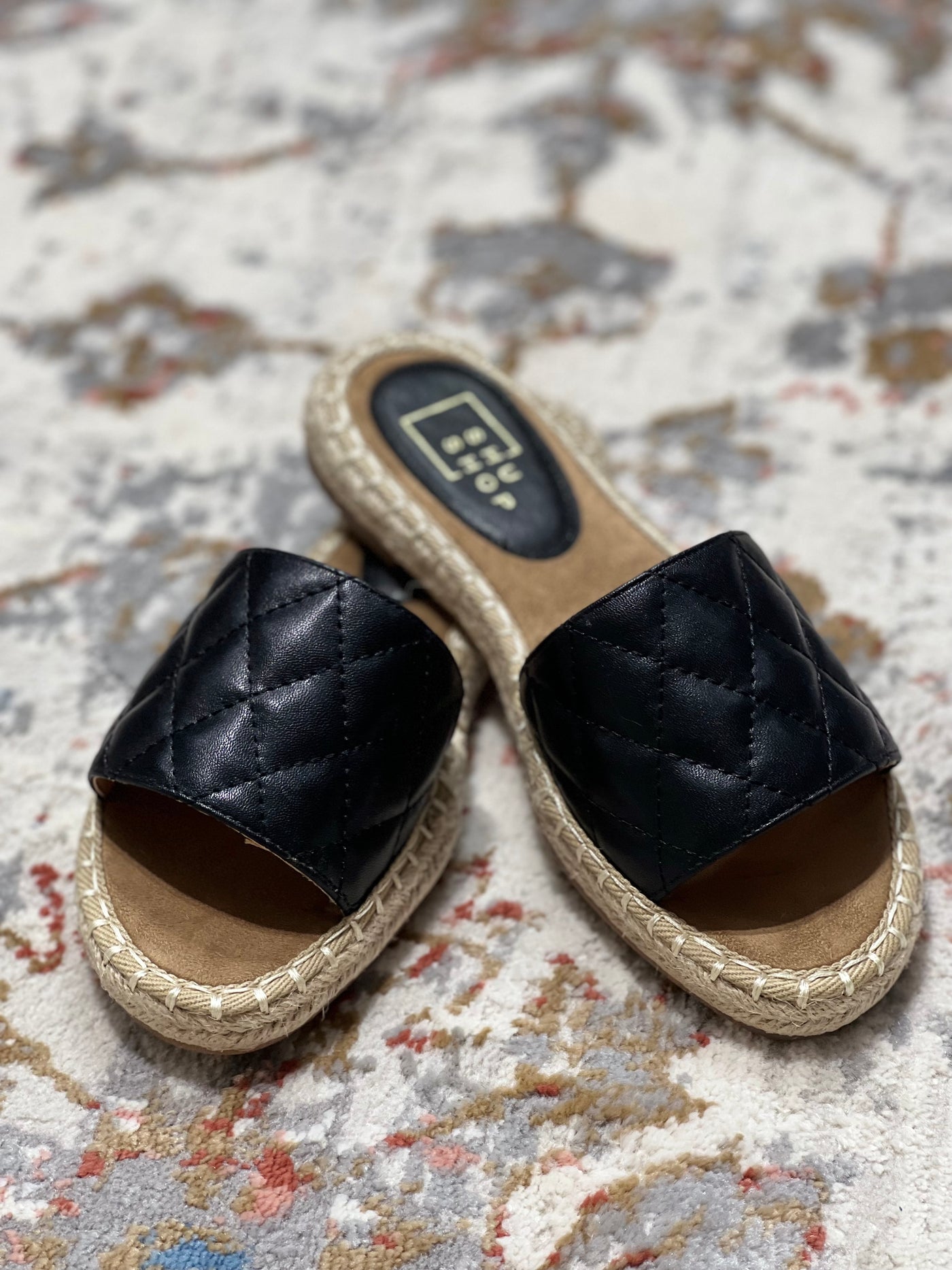 Catherine Quilted Slip on Espadrilles in Black