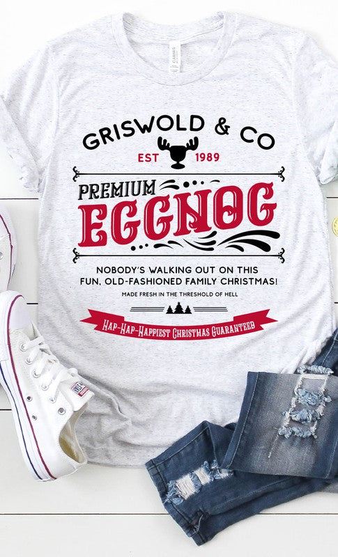 Christmas Vacation Eggnog Graphic Tee in Athletic Heather