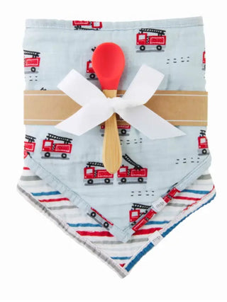 Muslin Bib Set, Firetrucks