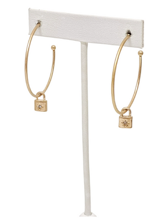 Helene Hoop with Lock Pendant, Gold