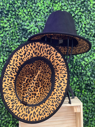 The Poppy Wide Brim Hat with Animal Print Accent, Assorted Colors