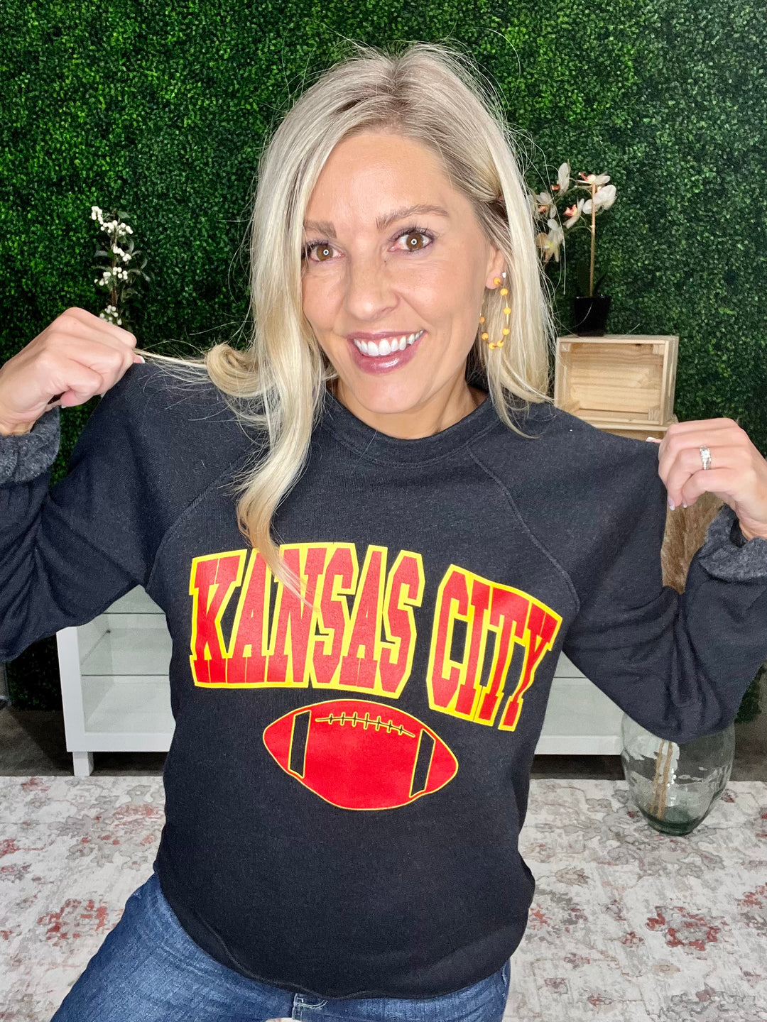 Kansas City Football Graphic Sweatshirt, Black Heather