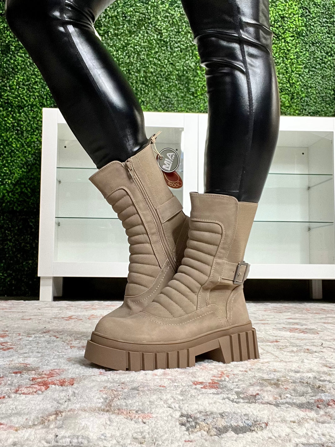 Rydel Quilted Leather Boot, Sahara