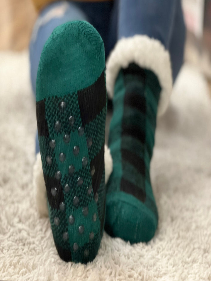 Buffalo Plaid Sherpa Lined Cozy Socks