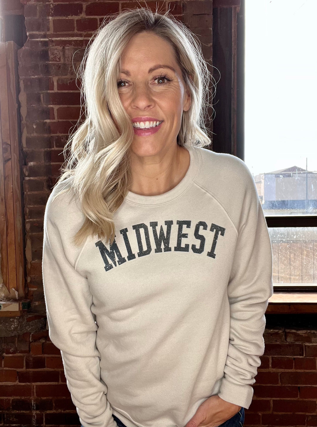 Midwest Crew Sweatshirt, Heather Dust