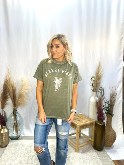 Desert Vibes Graphic Tee, Army Green