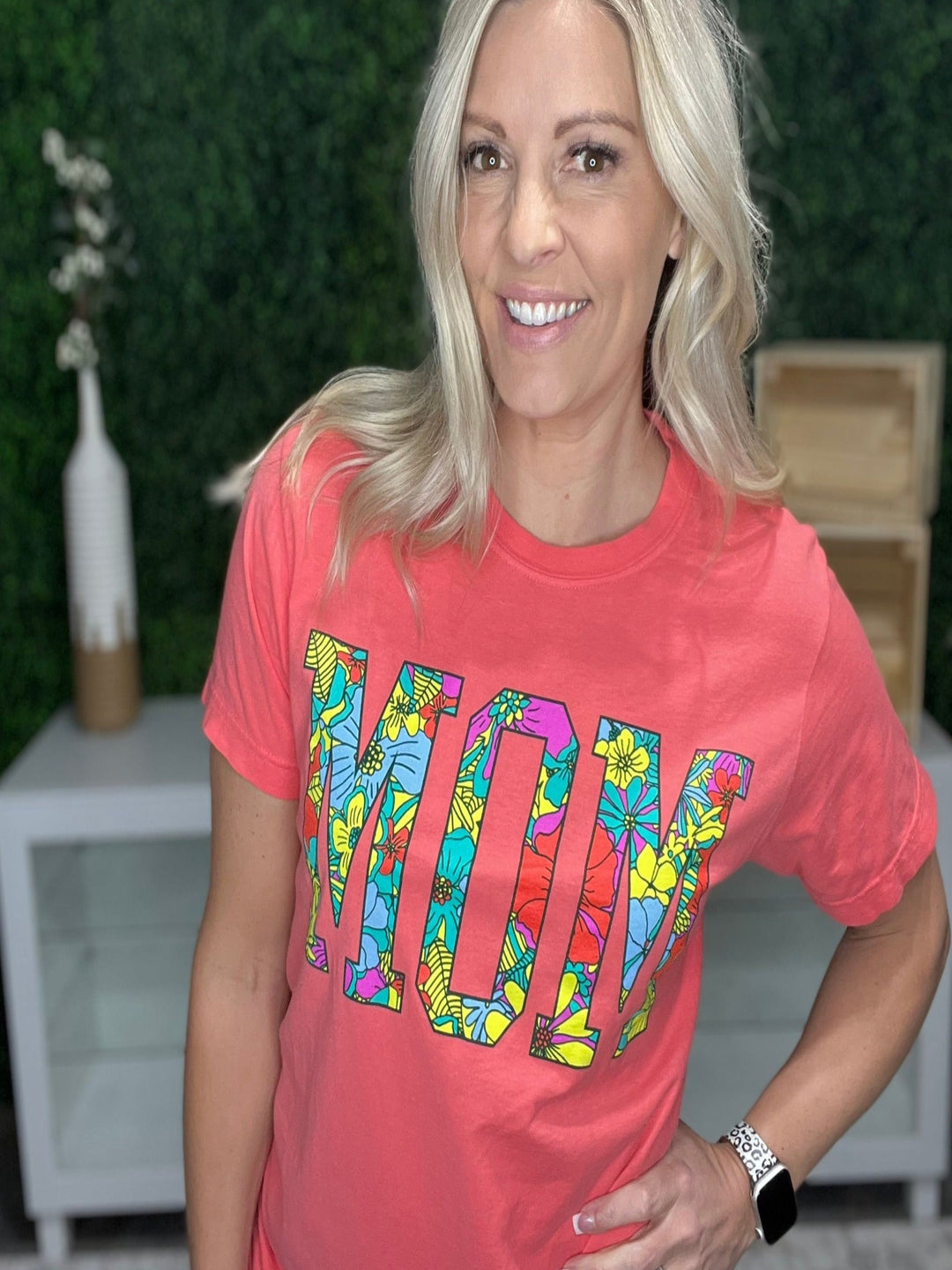 Sweet Springs Floral Mom Graphic Tee,  Watermelon