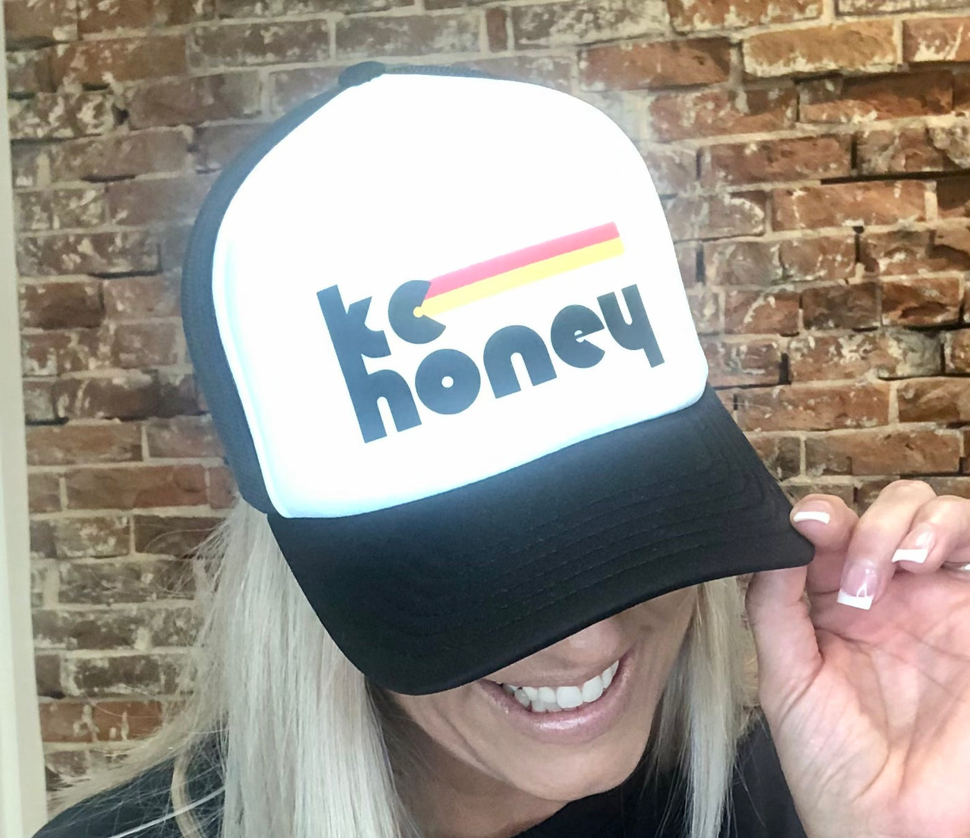 KC Honey Foam Trucker Hat in Black and White
