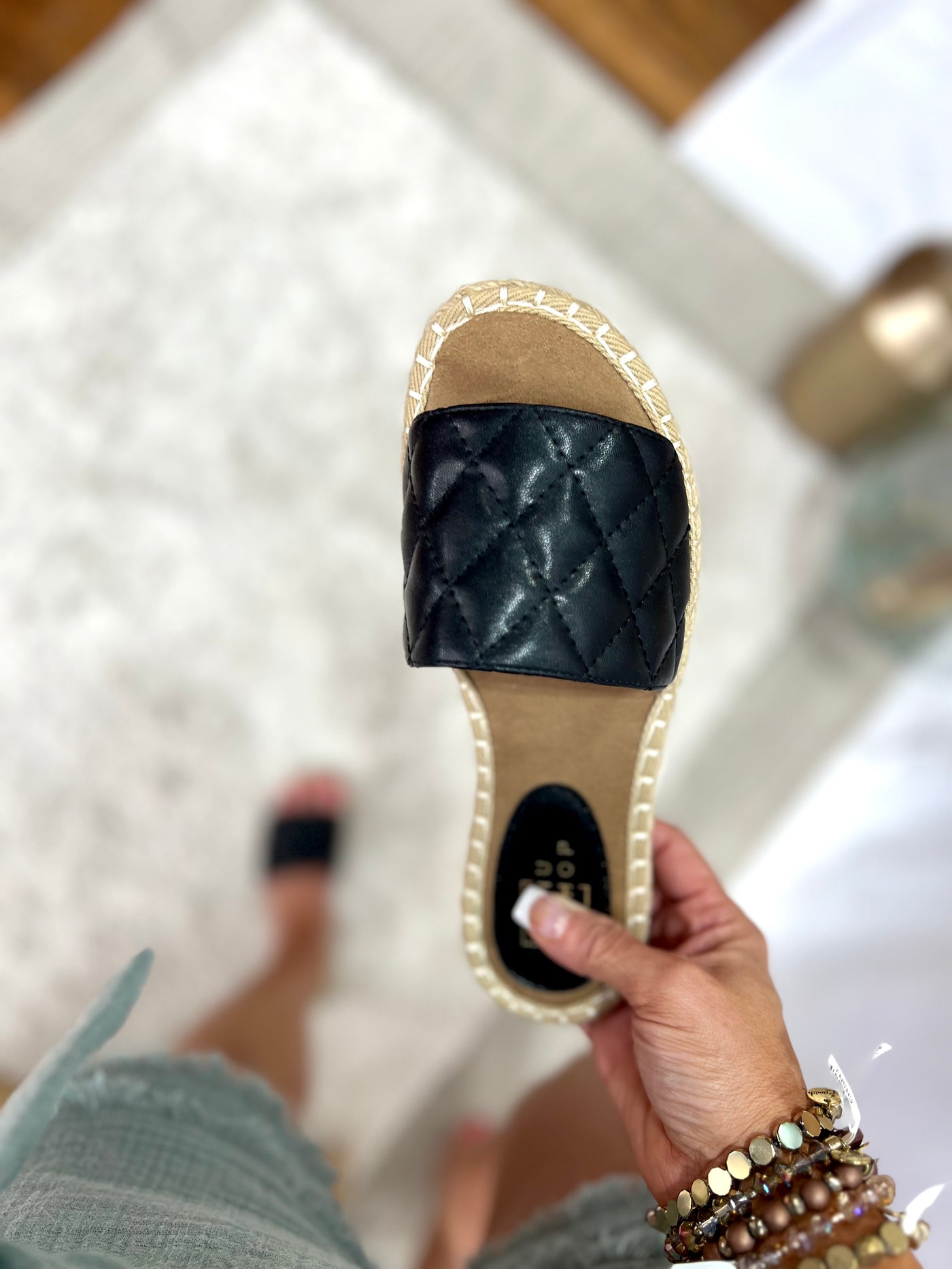 Catherine Quilted Slip on Espadrilles in Black