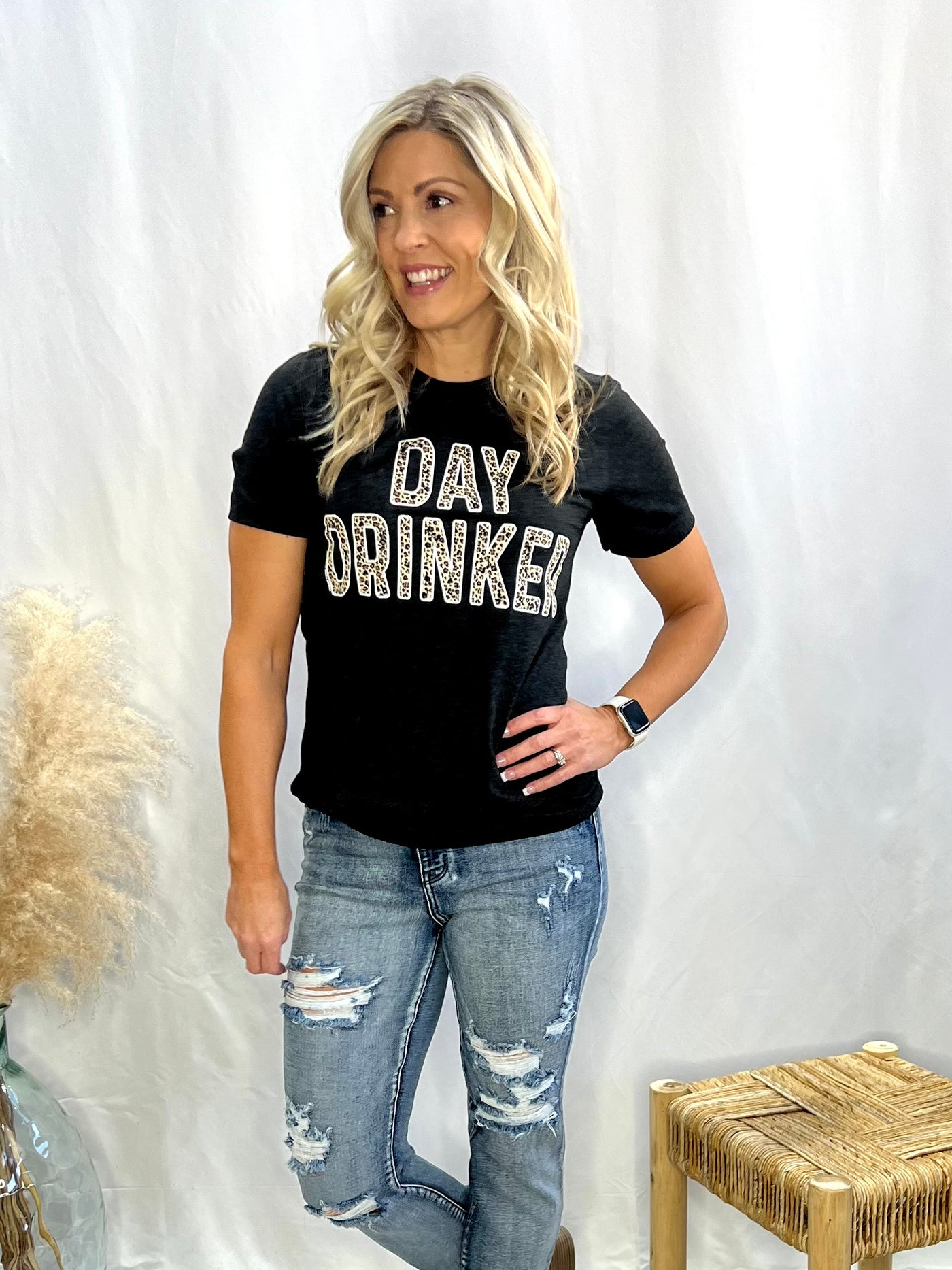 Summers Calling Day Drinker Graphic Tee in Charcoal Black