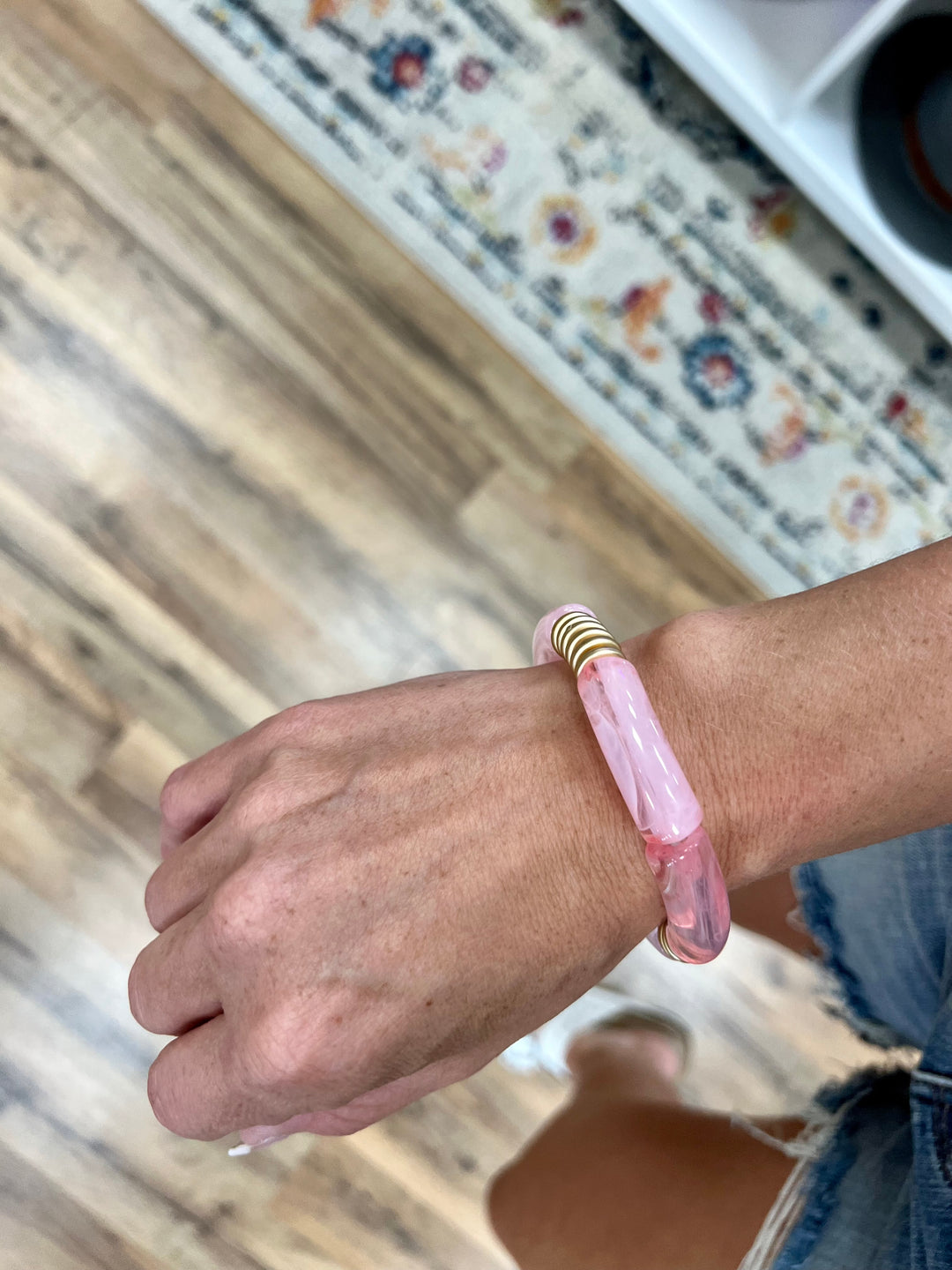 Acrylic Bangle Bracelet, Light Pink Opaque