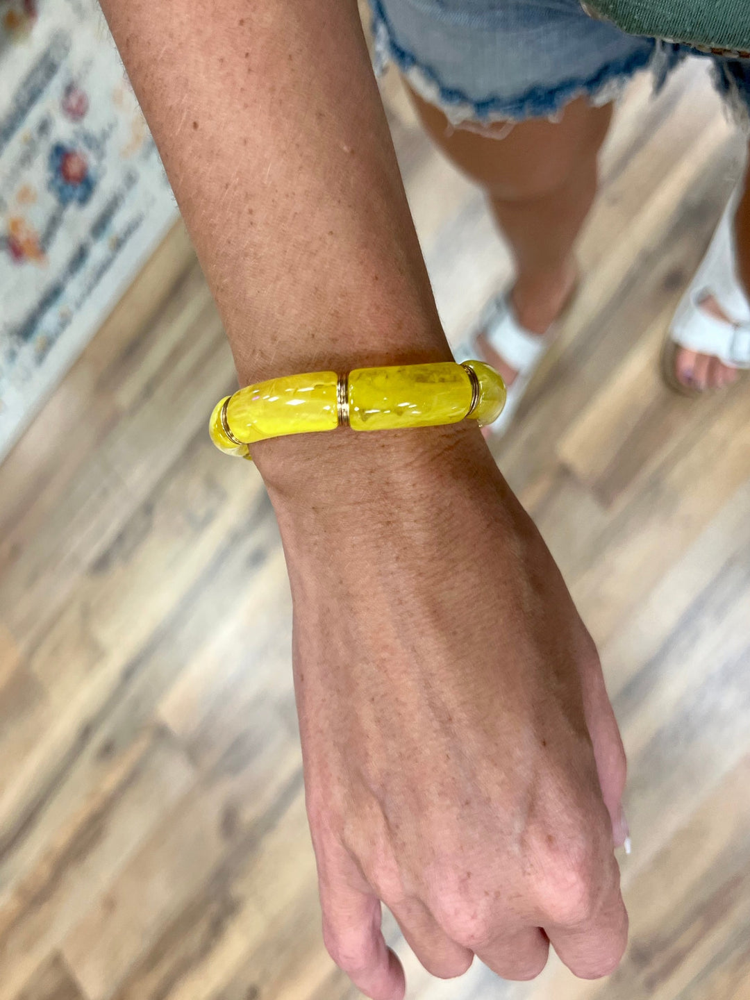 Acrylic Bangle Bracelet, Yellow Opaque