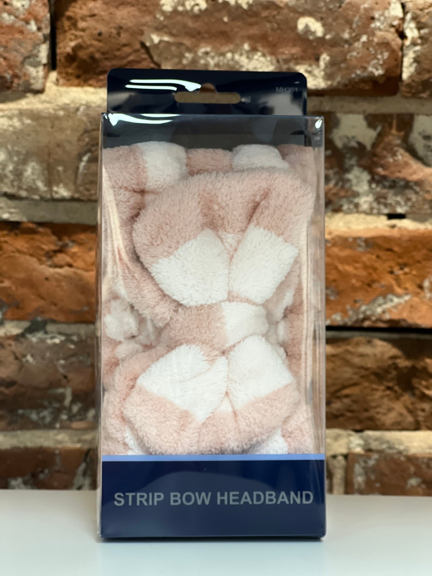 Bow Stripe Spa Headband, Pink