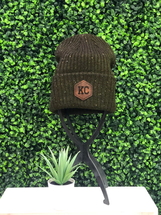 KC Leather Patch Tweed Beanies