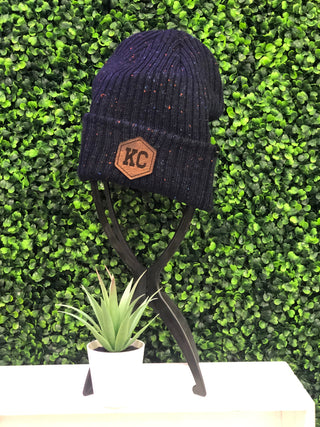 KC Leather Patch Tweed Beanies
