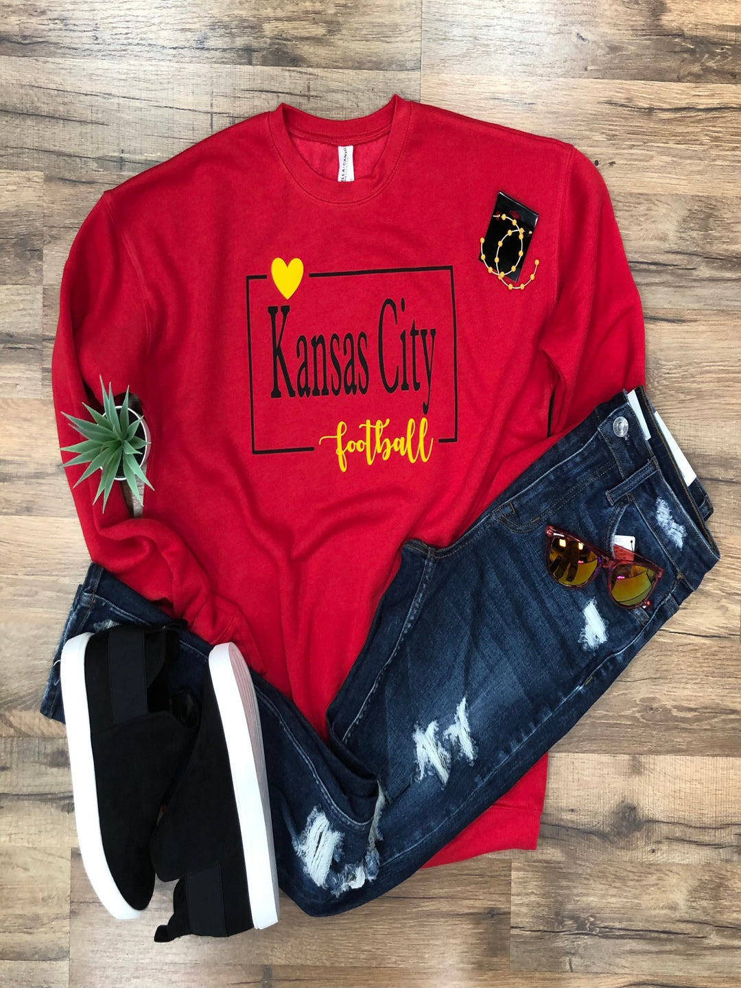 Love Kansas City Football Sweatshirt, Red