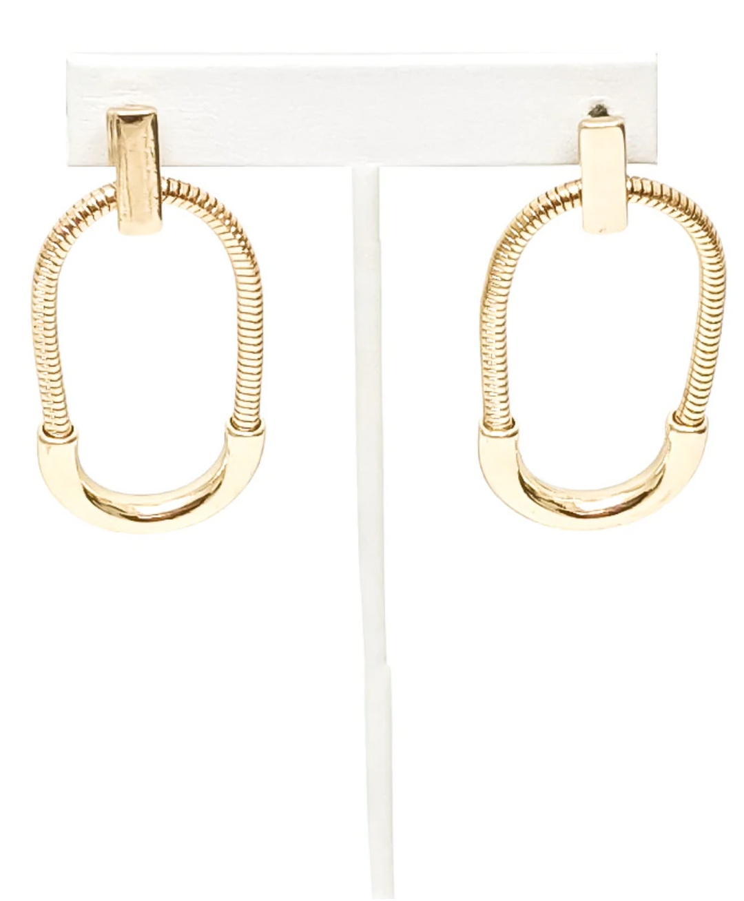 Kalie Oval Chain and Metal Earrings, Gold