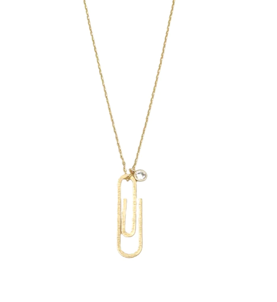 Lillia Paperclip Pendant Necklace in Gold