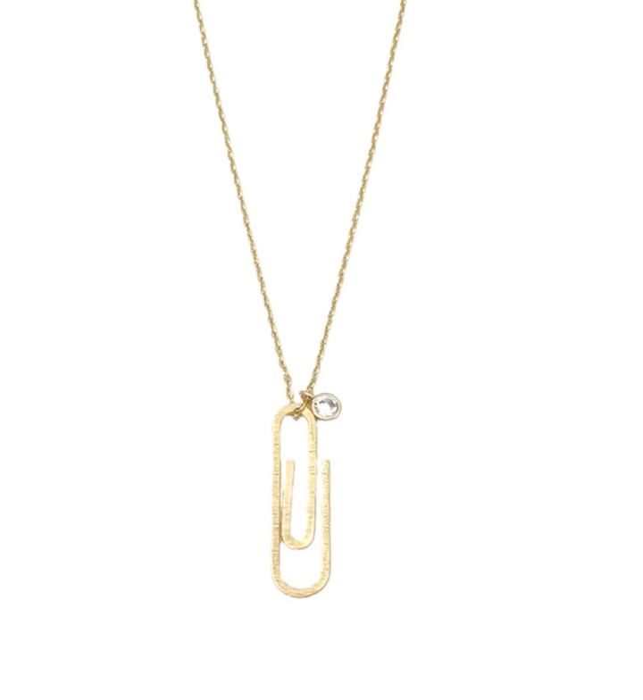 Lillia Paperclip Pendant Necklace in Gold