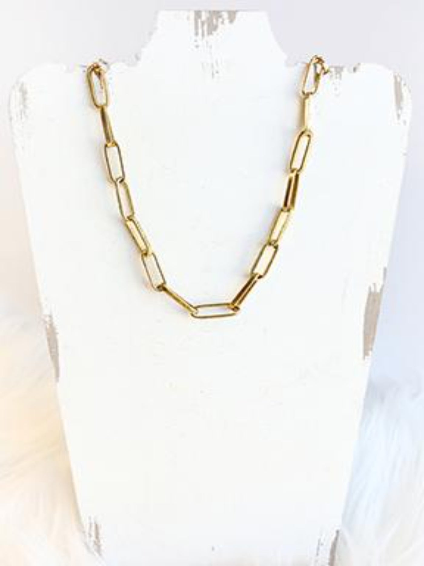 Paperclip Chain Necklace, Worn Gold