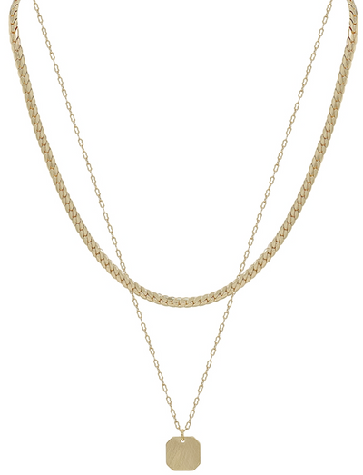 Snake Chain Double Layered Necklace, Matte Gold