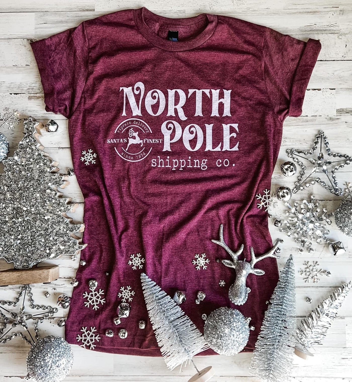 North Pole Shipping Co in Heather Burgundy