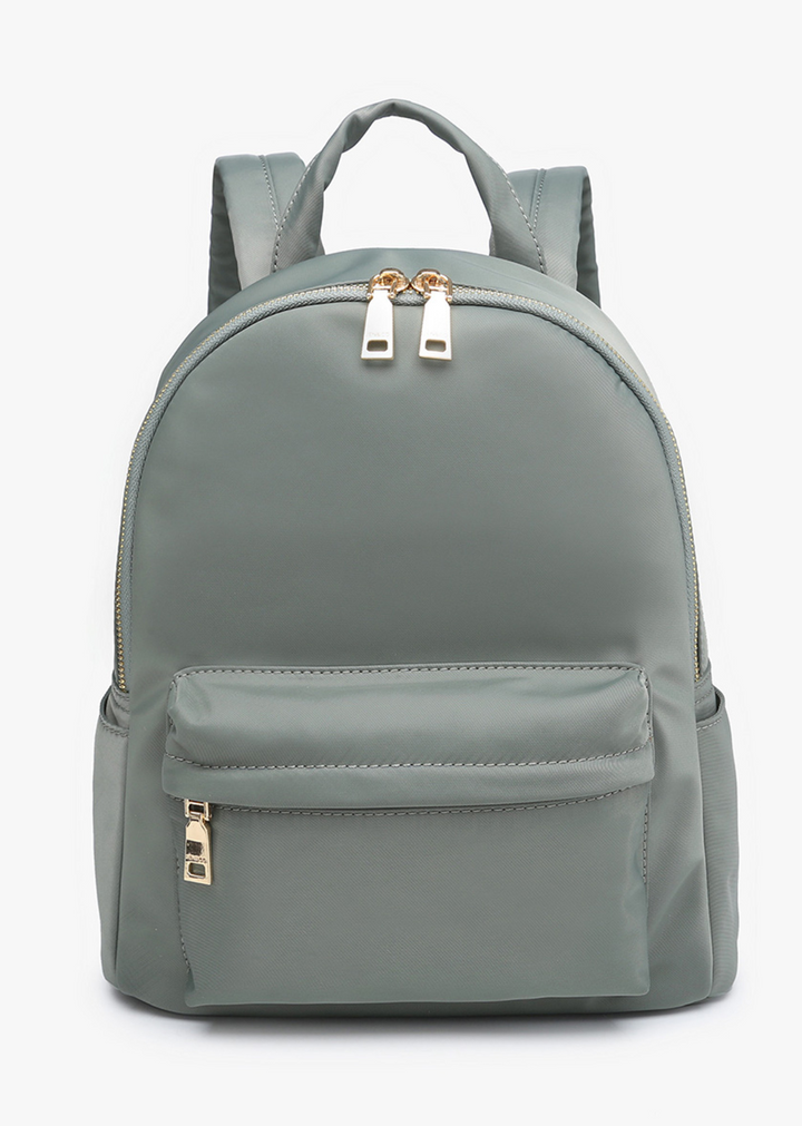 Phina Backpack w/ Front Zip Pocket, Dark Sage