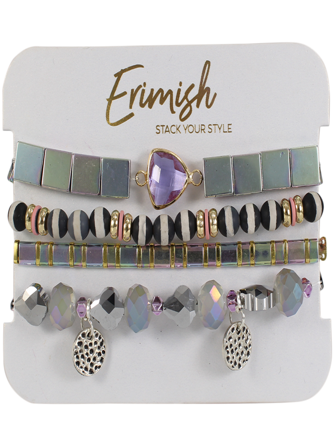 Razzle Dazzle Grape Carded Stack Bracelet Set by Erimish