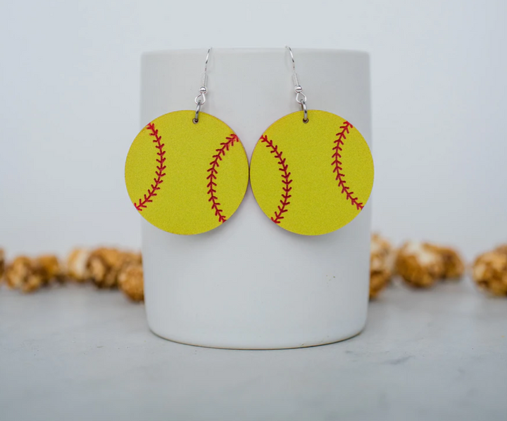 Softball Acrylic Dangle Earrings