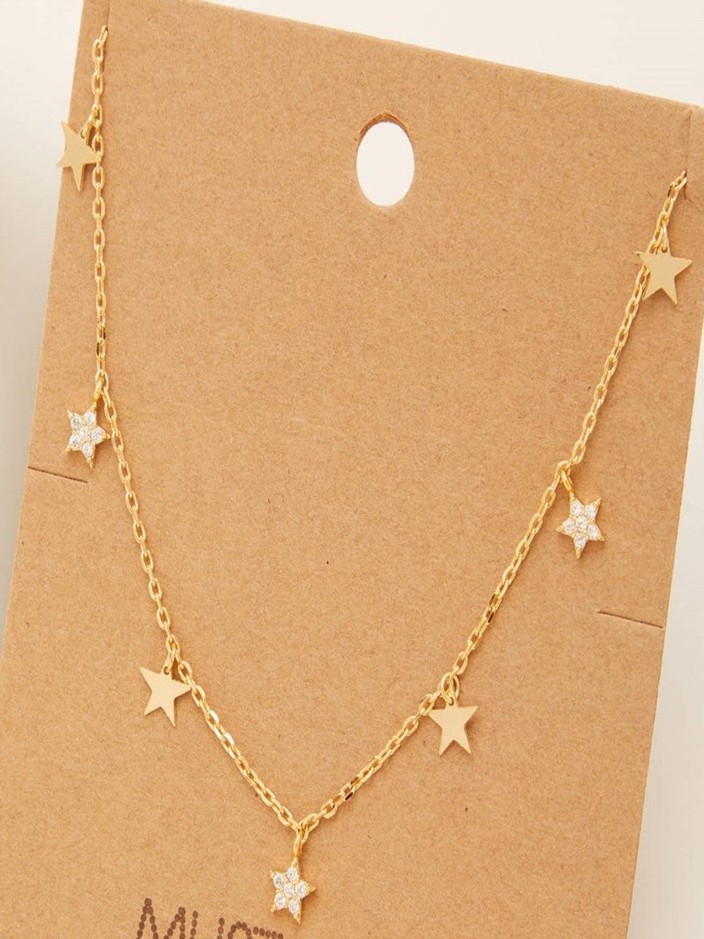 Multi Star Charm Necklace, Gold