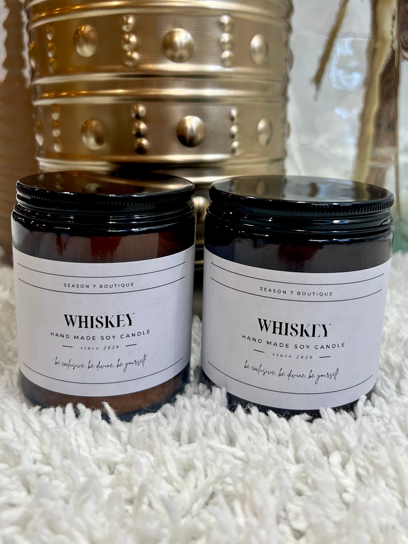 8oz Jar Hand Poured Soy Wax Candle, Whiskey