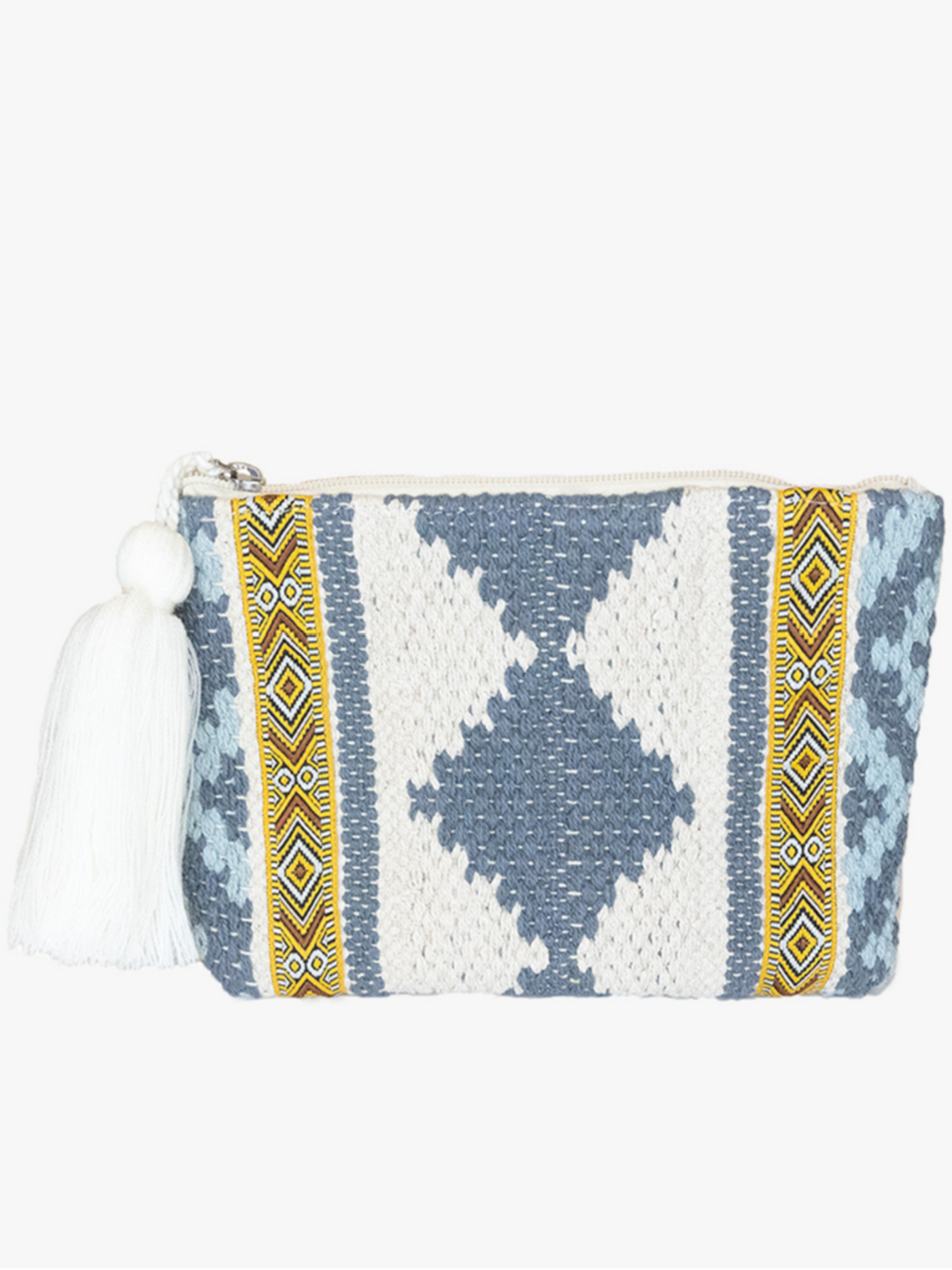 Adalaide Handwoven Pouch, Blue and Beige