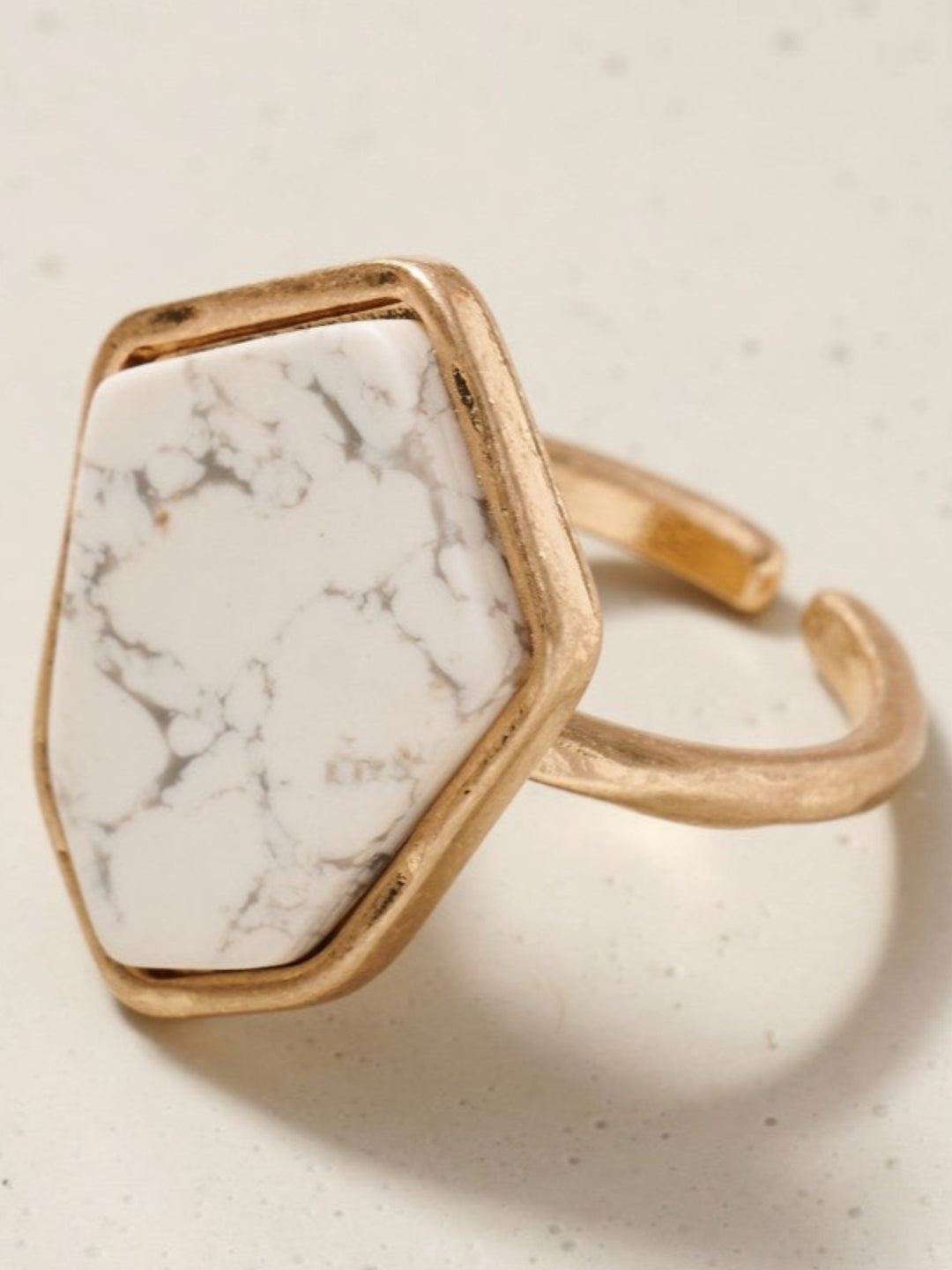 Semi Precious Stone Charm Open Ring, Howlite