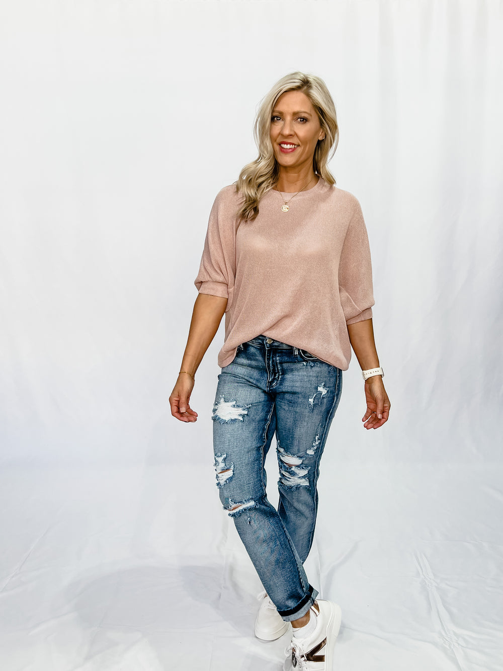 Fly Away High Low Knit Top, Rose
