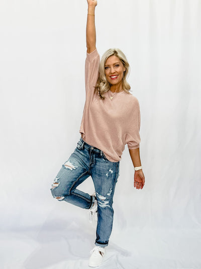 Fly Away High Low Knit Top, Rose