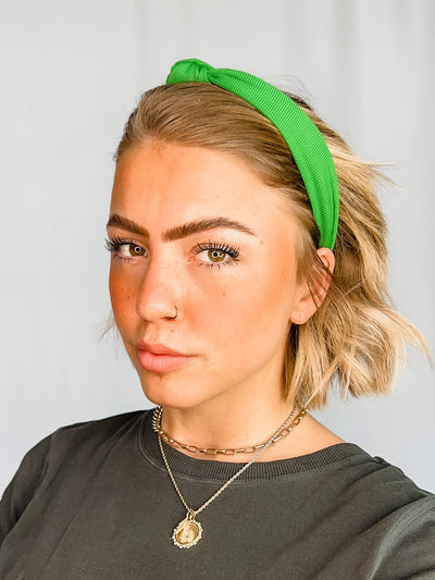 Top Knot Textured Headband, Green