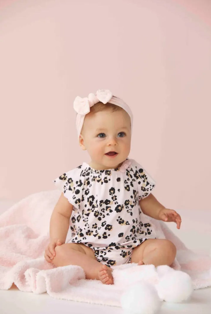 Bamboo Leopard Print Romper Onsie, Pink