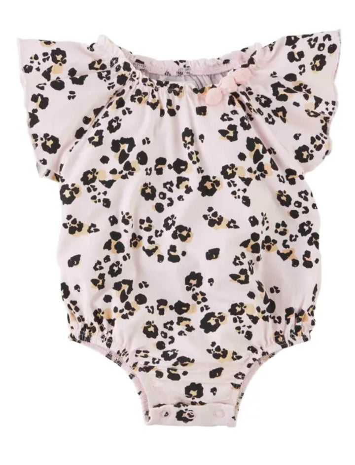 Bamboo Leopard Print Romper Onsie, Pink